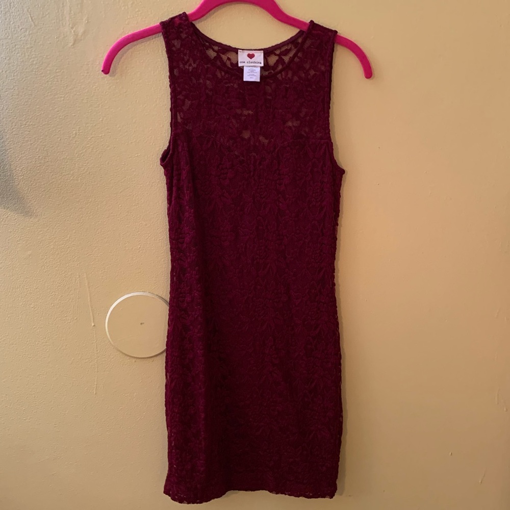 Burgundy Lace Mini Bodycon Dress Size Small